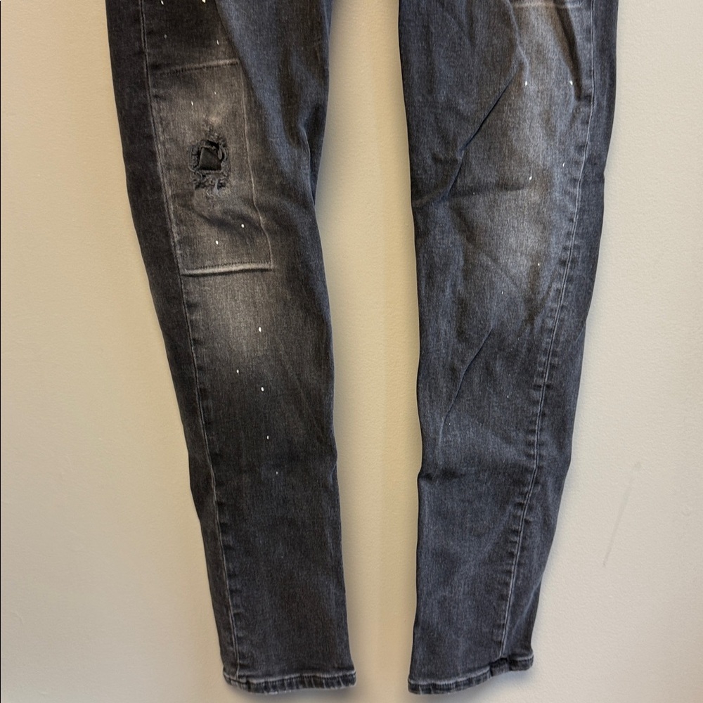 Zara Distressed Paint Splatter Slim Jeans Black 32 x 31 - Picture 4 of 8